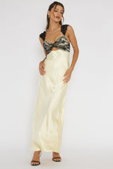 Claribel Lace Bust Maxi Dress Lemon