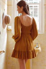 Vista Del Mar Tied Bust Mini Dress Tan