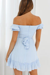 Linka Off-Shoulder Tie Back Dress Steel Blue