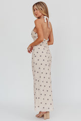 Of Your Dreams Plunging Halter Dress Oat