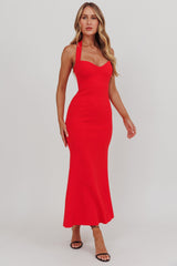 Fire Of Stars Halterneck Maxi Dress Red