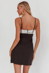 Sweet Caroline Sequin Twist Mini Dress Black/Silver